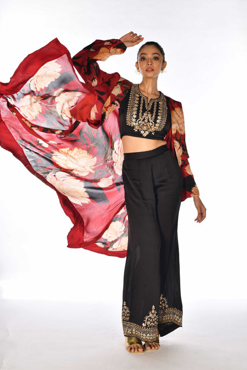 Embroidered Cape Set