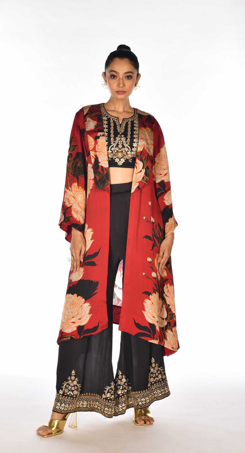 Embroidered Cape Set