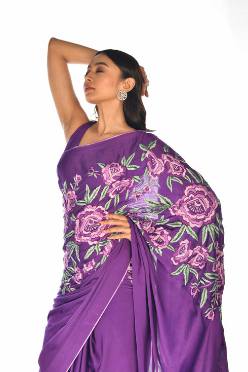 Thread Embroidered Saree