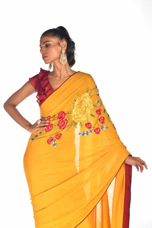 Thread Embroidered Saree