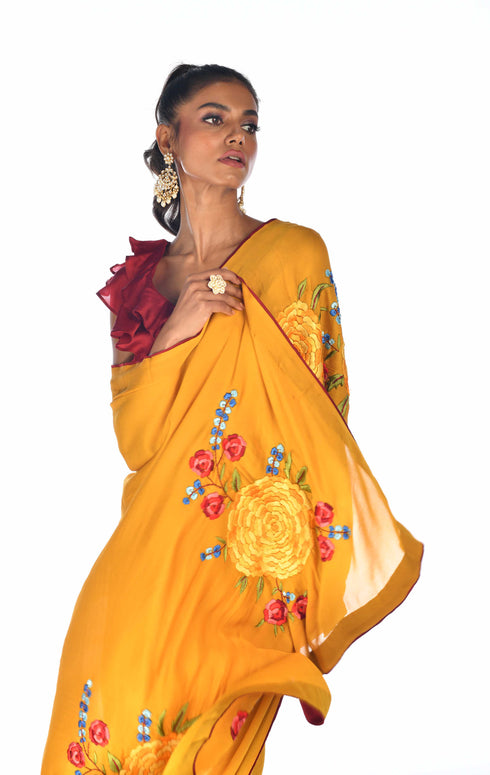 Thread Embroidered Saree