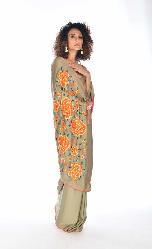 Thread Embroidered Saree