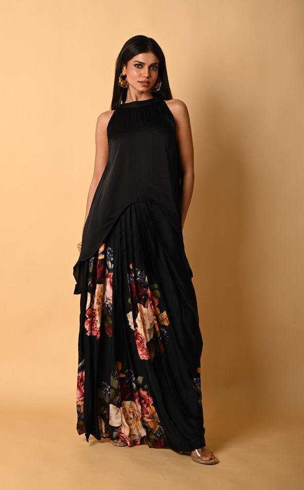 Printed Draped Skirt