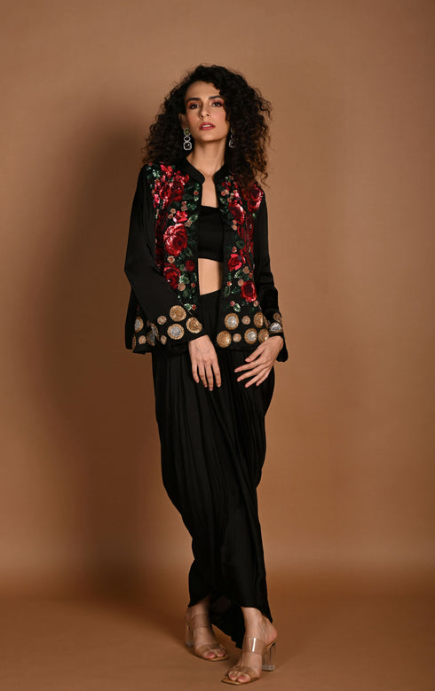 Jacket and draped skirt set