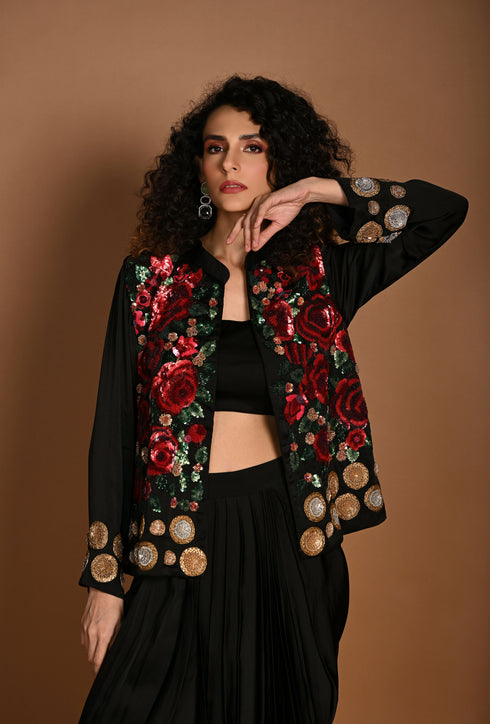 Jacket and draped skirt set