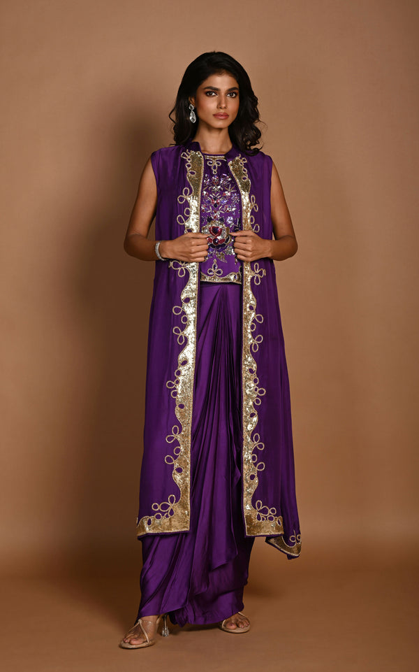 Jacket with draped skirt set