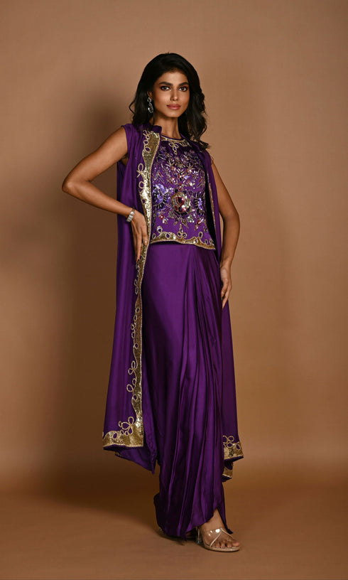 Jacket with draped skirt set