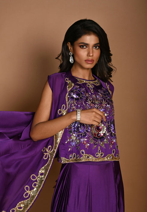 Jacket with draped skirt set