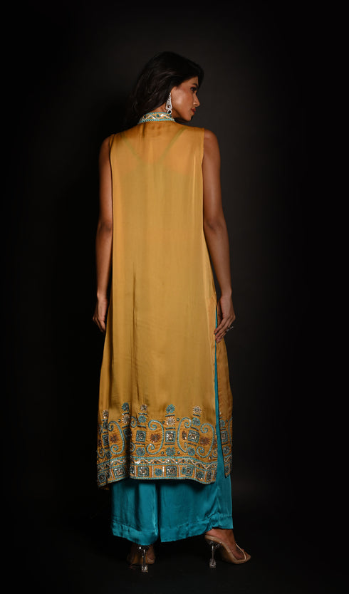 A top and pant set with jacket